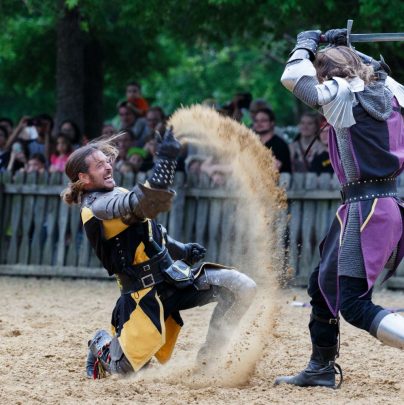 Jousters Fighting